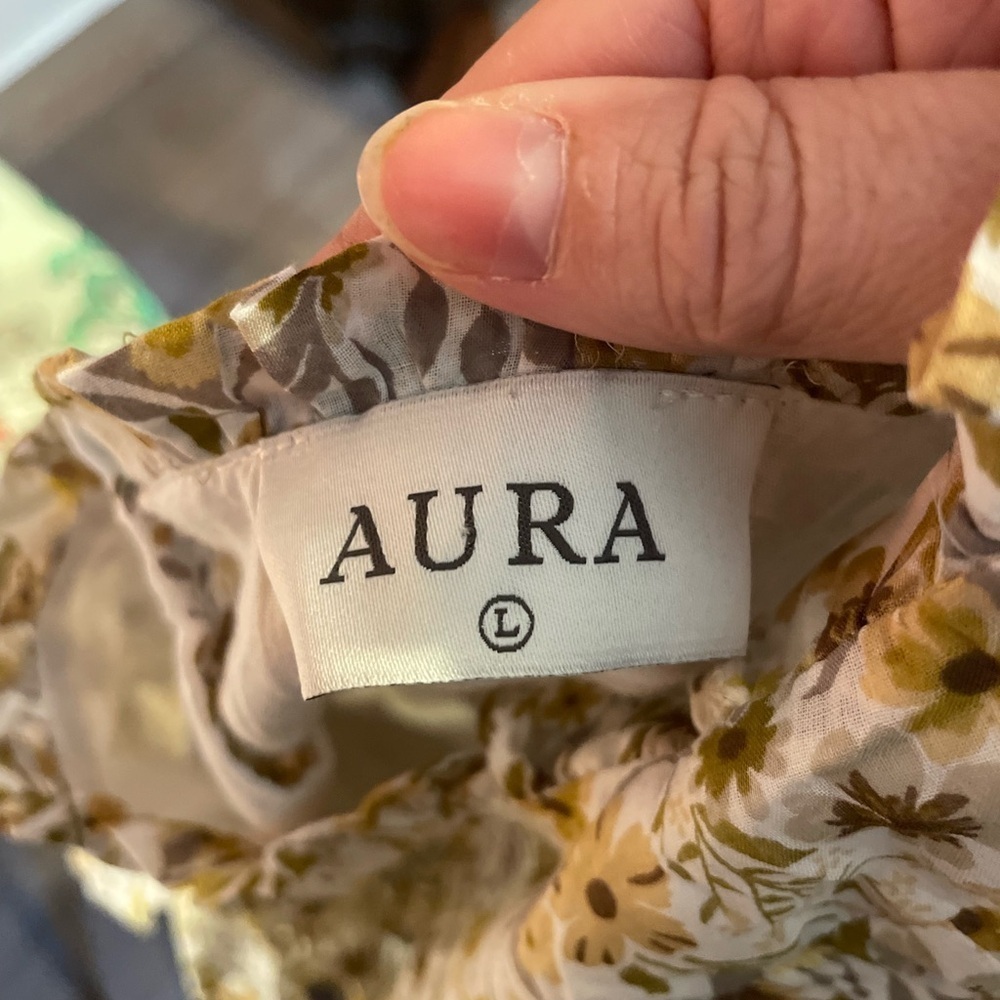 Aura the Label babydoll style dress with floral print and ruffle shoulders Large - Picture 4 of 4